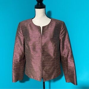 Jones New York Collection 16 Purple Brown Blazer Jacket Hook Eye Closure